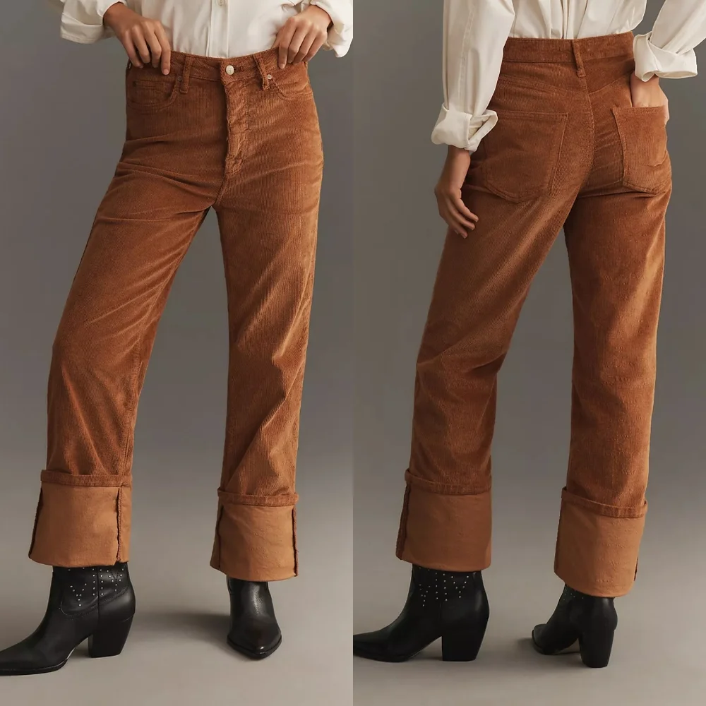 Pilcro The Scotty Cuffed High Rise Straight-Leg Jeans - Corduroy Edition - Picture 2 of 11
